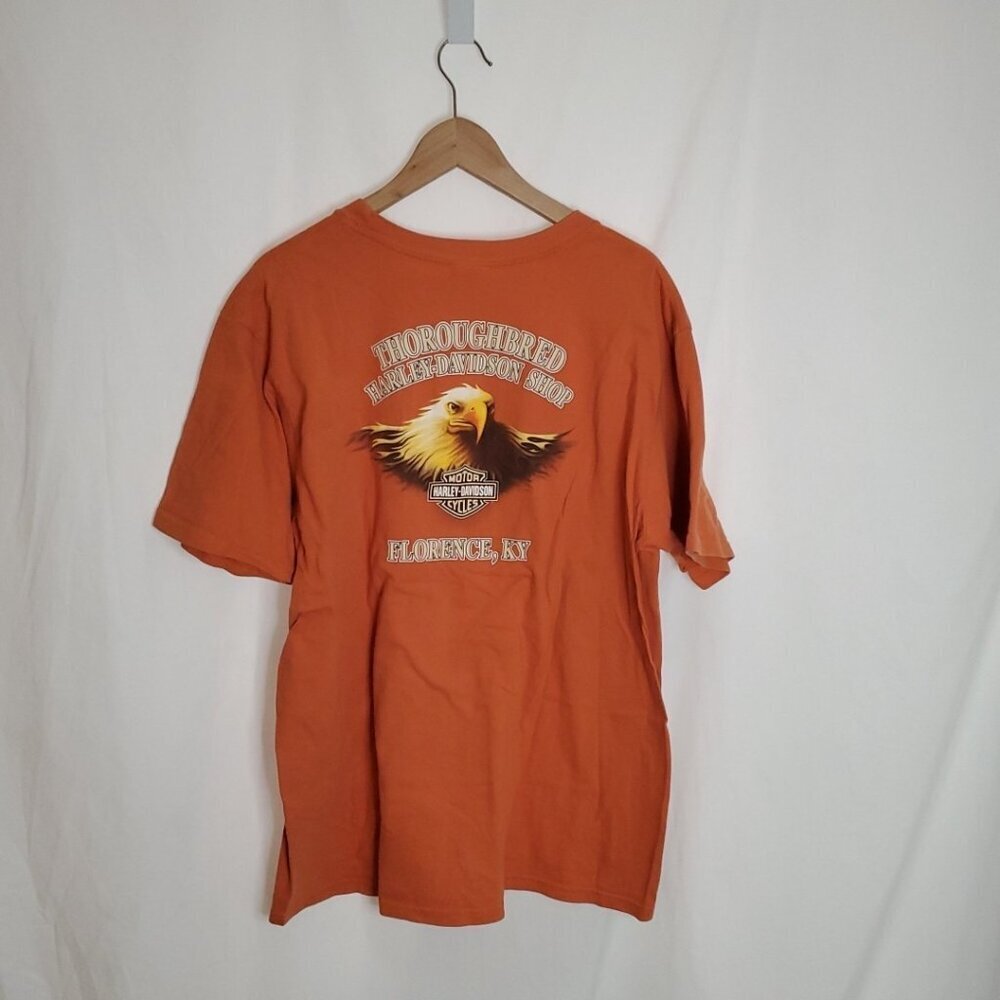 Thoroughbred Vintage Faded Orange Harley Davidson Tee Size XL Florence KY - Picture 2 of 10